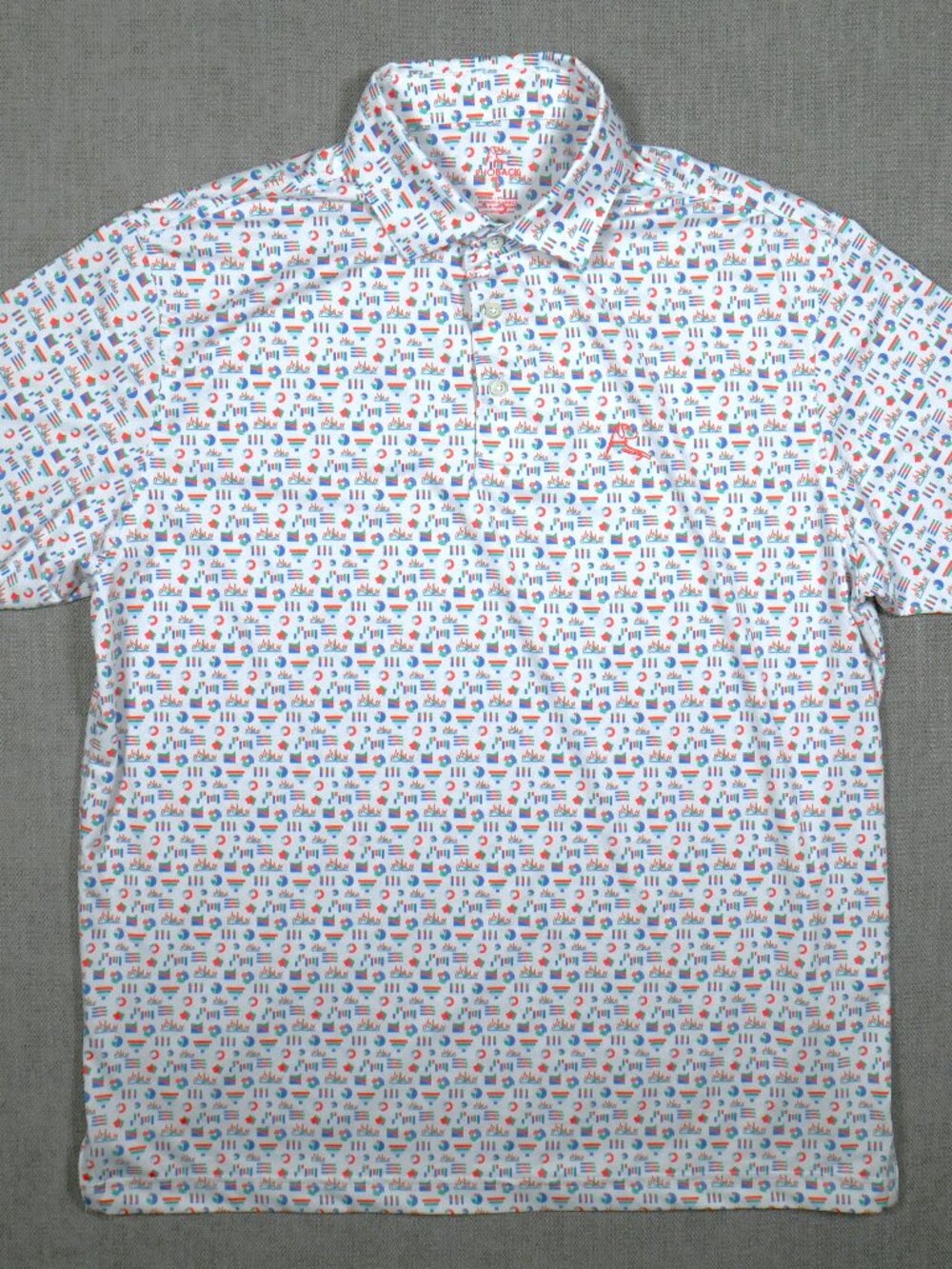 Rhoback Polo Shirt Mens Large AOP The Analyst Sports Golf Performance Stretch